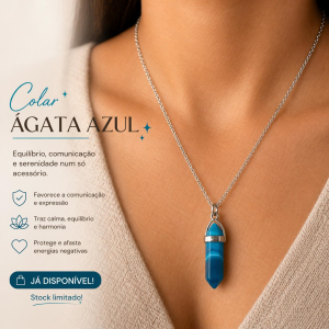 👉 Colar Ágata Azul – Calma & Proteção 💙✨