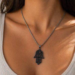 Colar Mão de Fátima (Hamsa) em Aço Inoxidável – Proteção e Energia Positiva
