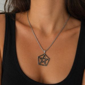 Colar Pentagrama Proteção em Aço Inoxidável